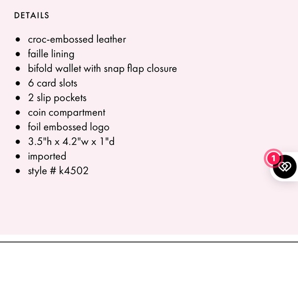 Kate Spade Lovitt Croc-embossed trifold wallet - Picture 4 of 5